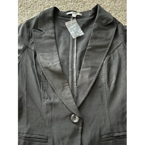 Papaya Basic Solid Black Long Sleeve Single Button Blazer Jacket Size Small New - Picture 7 of 12